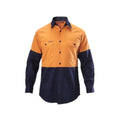 HI-VIS 2 TONE LONG SLEEVE COTTON DRILL WORK SHIRT
