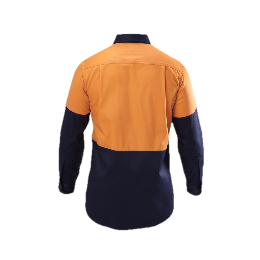 CAMISA DE TRABALHO DE BROCA DE ALGODÃO DE MANGA COMPRIDA HI-VIS 2 TONS 