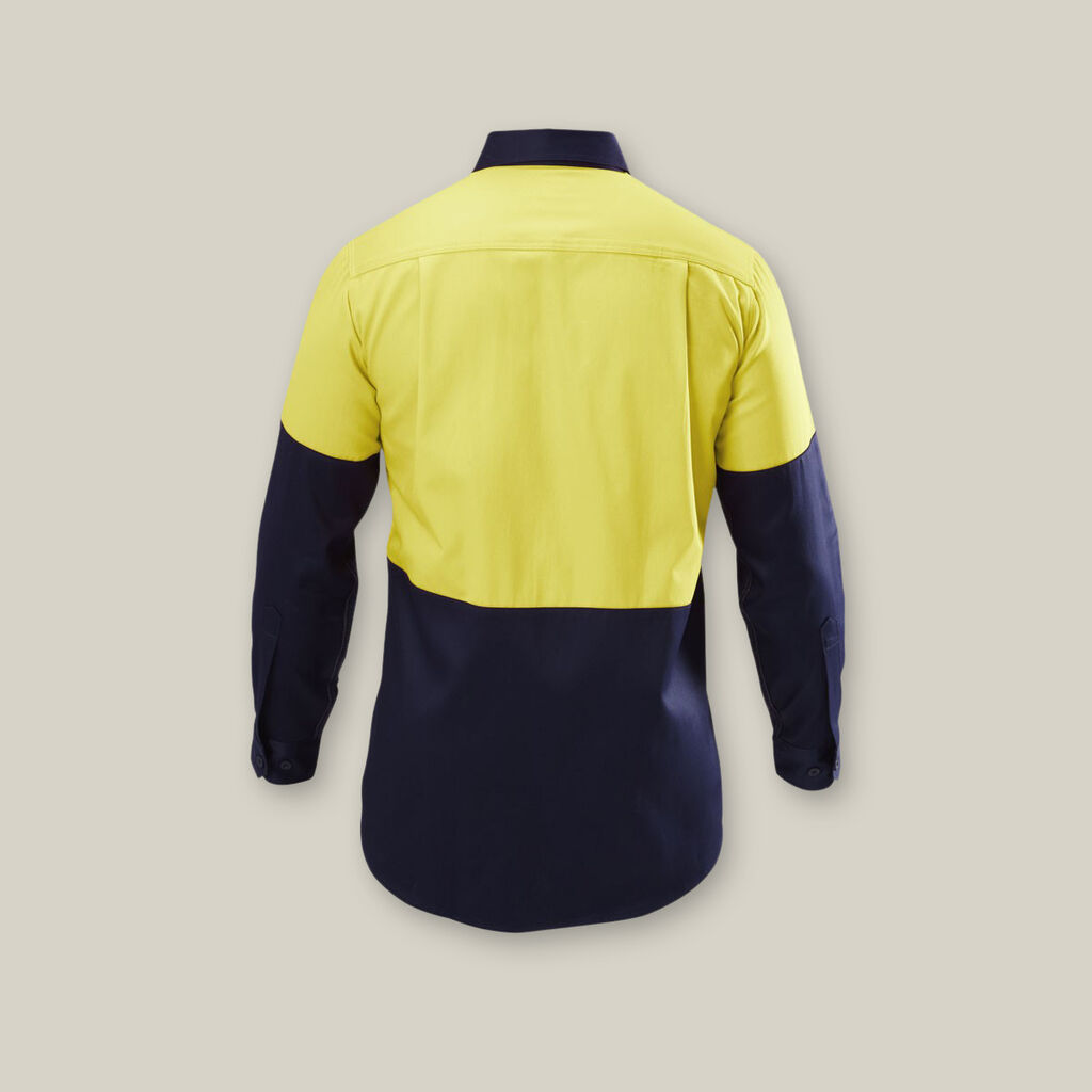 HI-VIS 2 TONE LONG SLEEVE COTTON DRILL WORK SHIRT