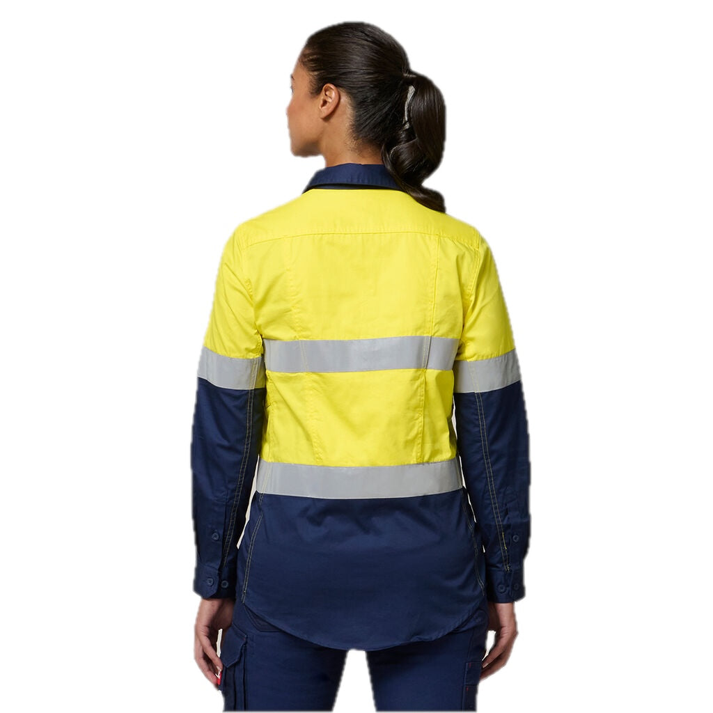 CAMISA DE SARJA DE ALGODÃO COM FITA VENTILADA KOOLGEAR HI-VIS PARA MULHERES 