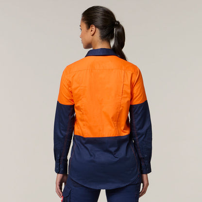 CAMISA DE MANGA COMPRIDA KOOLGEAR 2 TONS HI-VIS VENTILADA PARA MULHERES 
