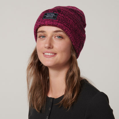 Hard Yakka 2Tone Twist Marle Beanie (Y22301) – Pink/Black Marle
