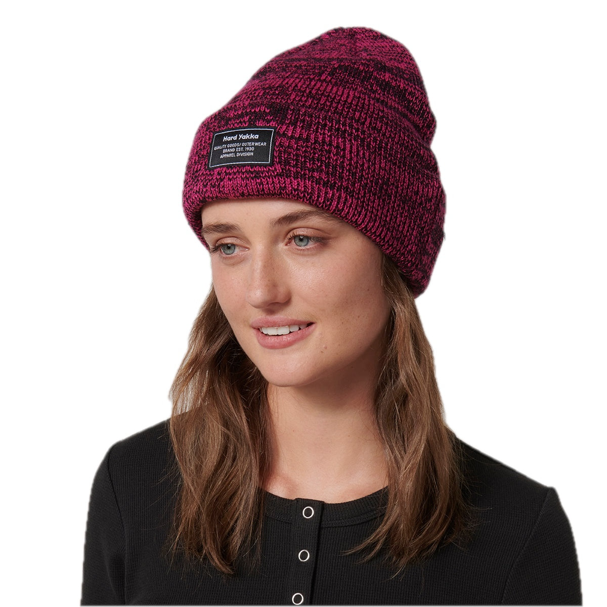 Hard Yakka 2Tone Twist Marle Beanie (Y22301) – Pink/Black Marle
