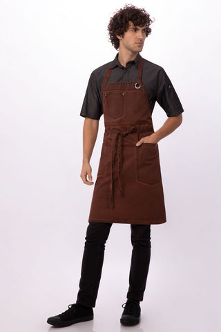 Dorset Bib Apron- Earth Brown