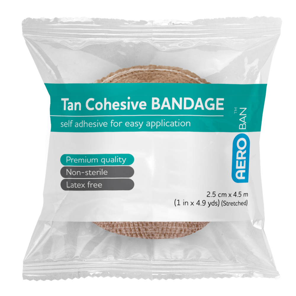 Bandagem coesa AEROBAN Tan 2,5cm x 4,5M Wrap/12