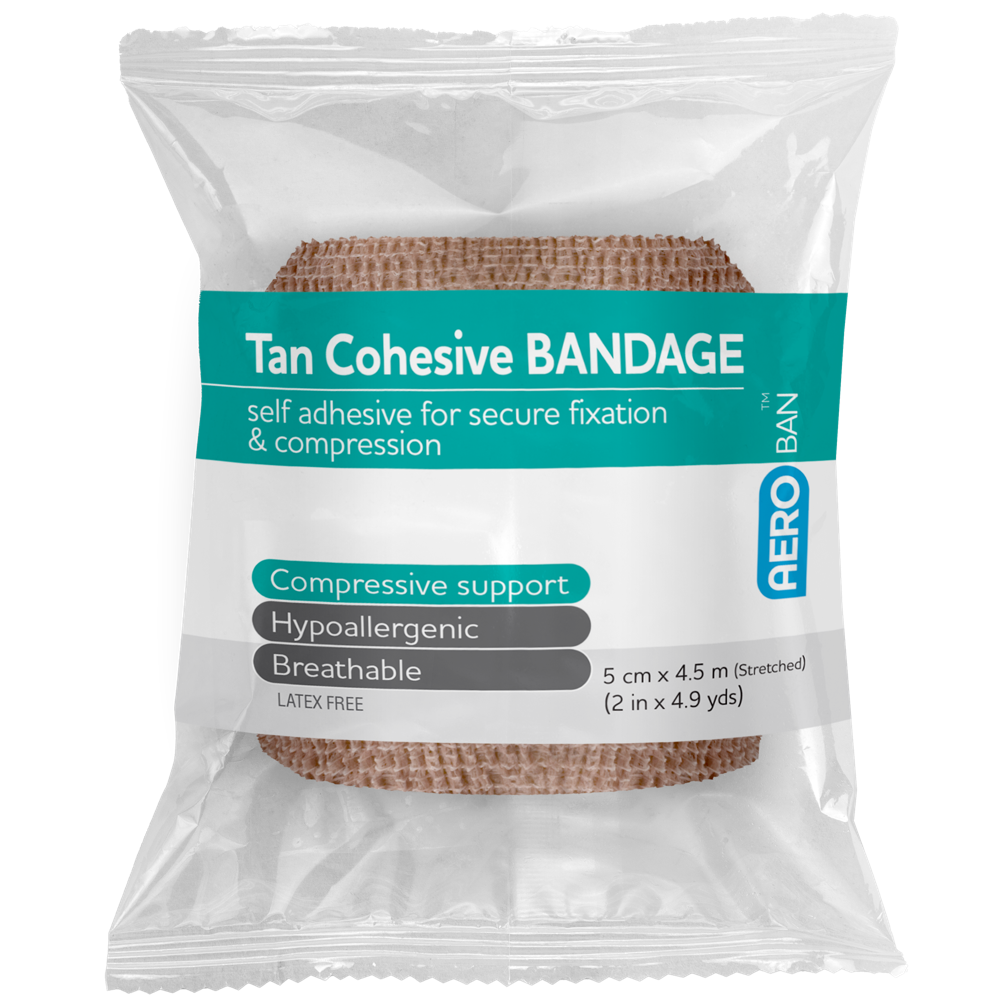 Bandagem coesa AEROBAN Tan 5,0cm x 4,5M Wrap/12