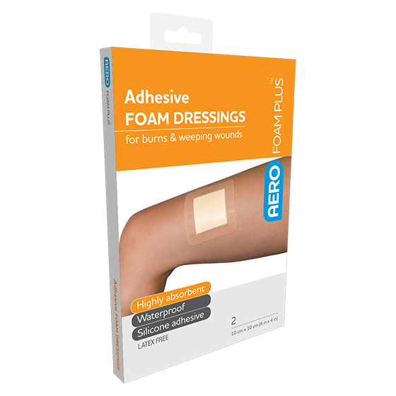 AEROFOAM PLUS Adhesive Foam Dressings 10 x 10cm Box/2