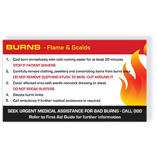 AEROGUIDE Burns First Aid Card