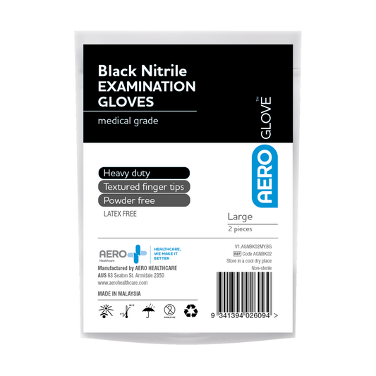 AEROGLOVE Large Black Nitrile Powder-Free Gloves Pair/2