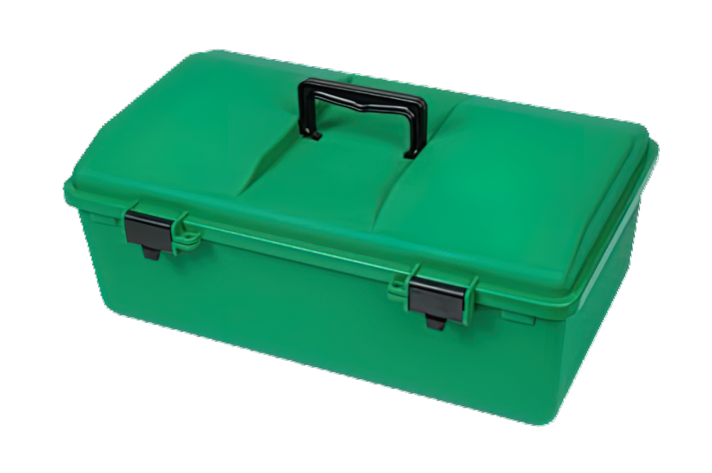 AEROCASE Caixa de plástico verde com 1 bandeja elevatória 30 x 46,5 x 18cm