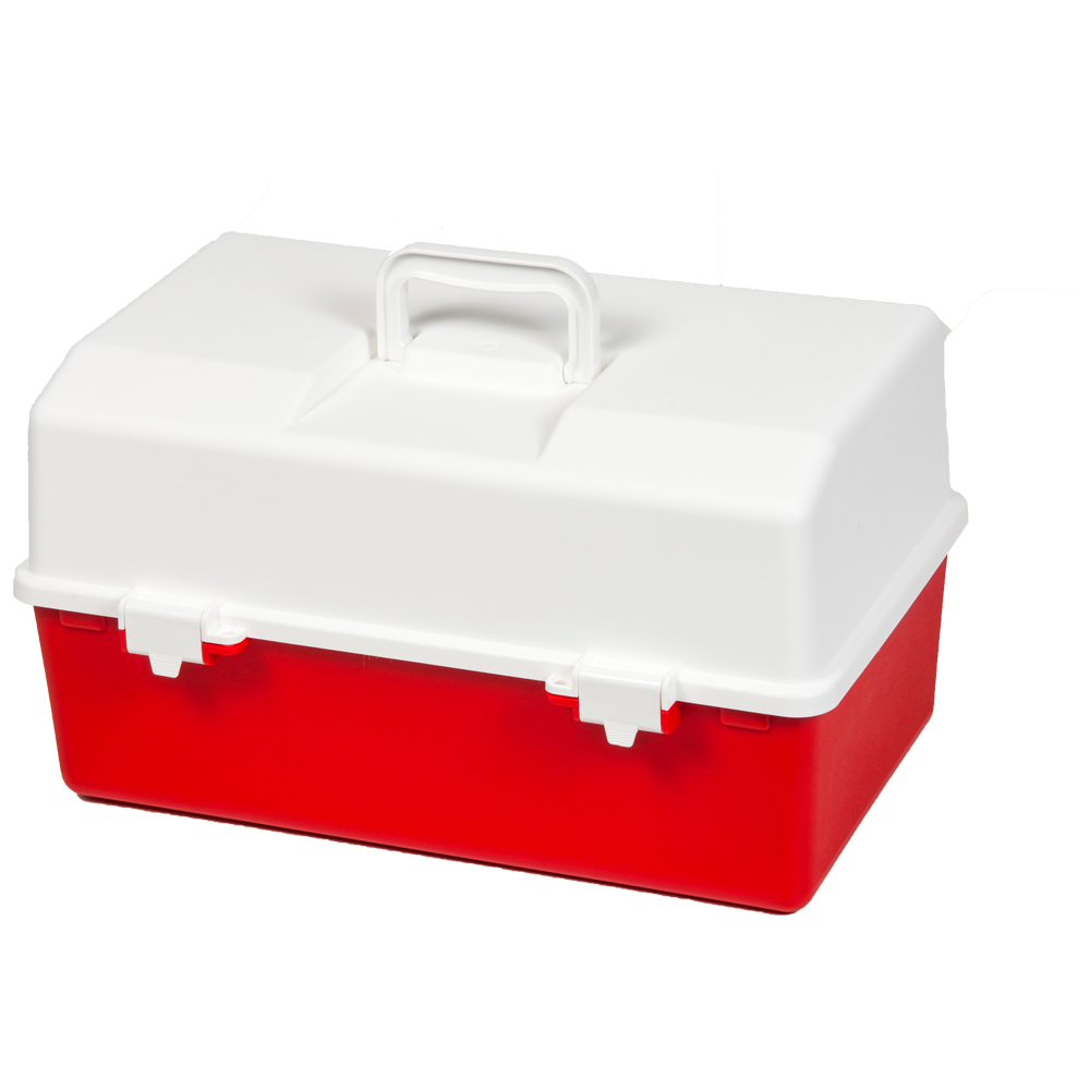AEROCASE Caixa de plástico vermelha e branca com cantilever de 2 bandejas 16 x 33 x 19cm