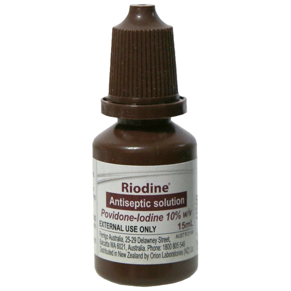 Frasco conta-gotas de solução de iodo povidona 10% RIODINE 15ml