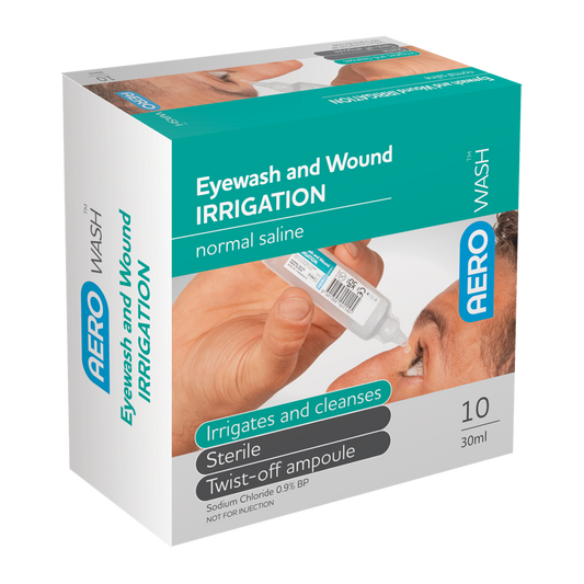 AEROWASH Sodium Chloride Eyewash Ampoule 30ml Box/10