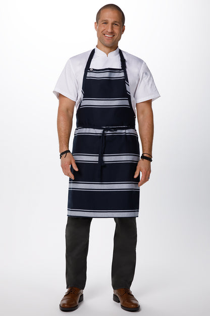 Butcher Stripe Bib Apron- Navy