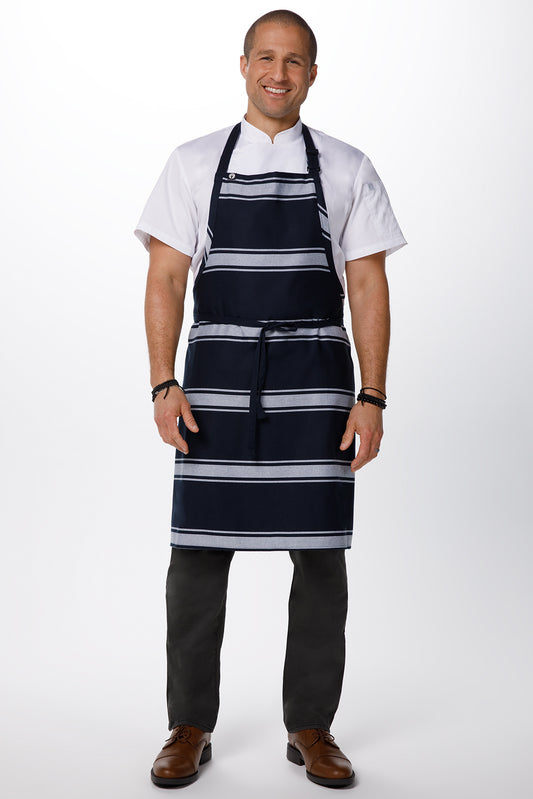 Butcher Stripe Bib Apron- Navy