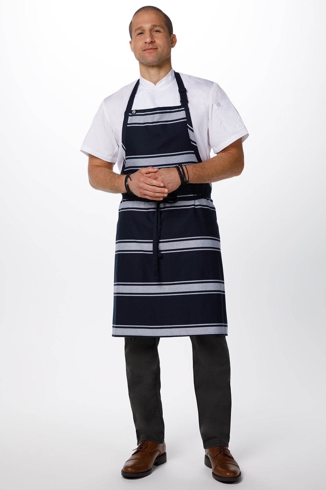 Butcher Stripe Bib Apron- Navy