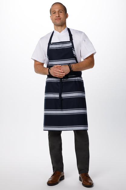 Butcher Stripe Bib Apron- Navy