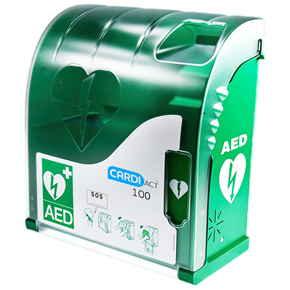 Lemari AED Terhubung Luar Ruangan CARDIACT Hijau 42 x 38 x 15cm 