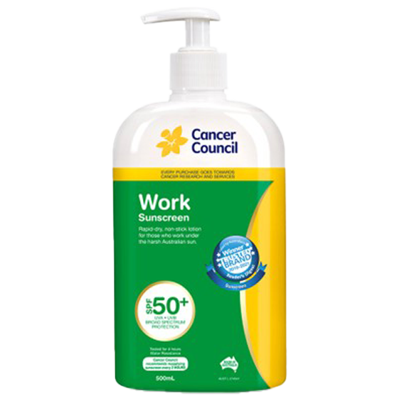 Pompa Tabir Surya Kerja CANCER COUNCIL SPF50+ 500mL