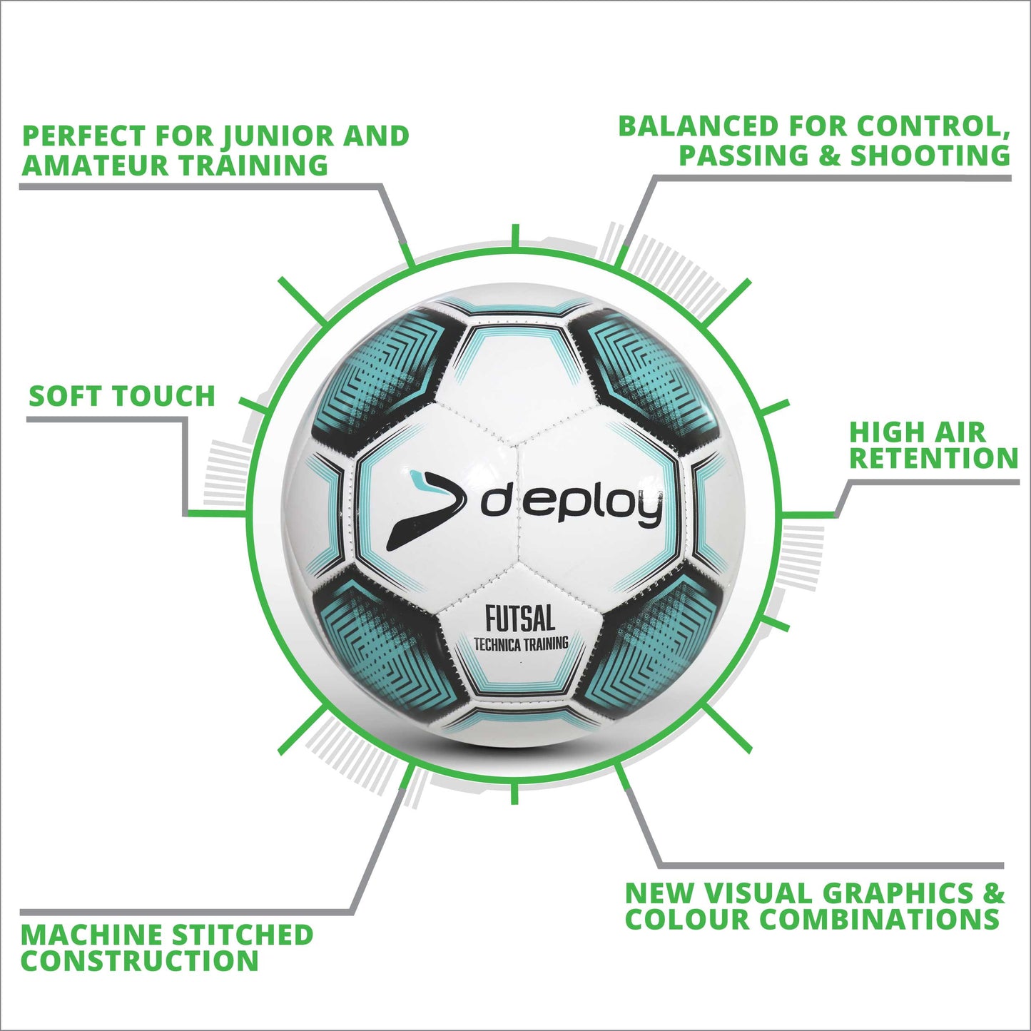 Technica Training - Teal - FUTSAL - Deploy Football - Australias Best Footballs & Soccer Balls