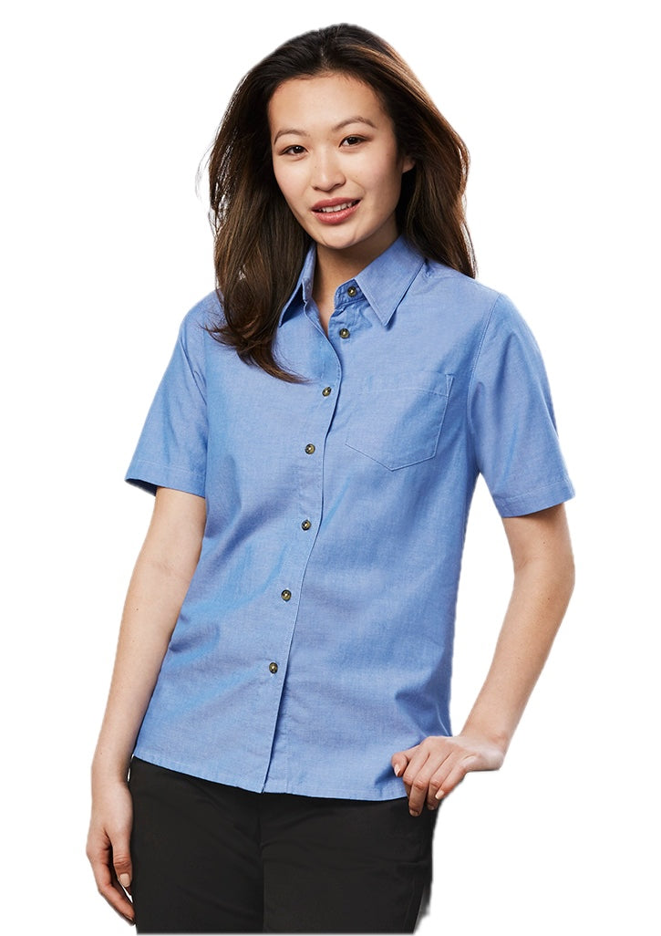 Womens Chambray Short Sleeve Shirt