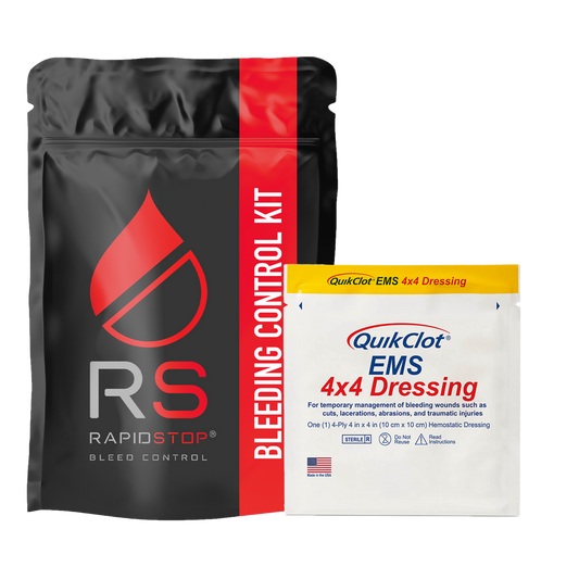 RAPIDSTOP Bleeding Control Kits - Small, Plastic Pouch, EMS Dressing