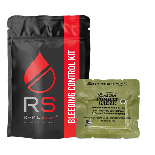 RAPIDSTOP Bleeding Control Kits - Small, Plastic Pouch, Combat Gauze