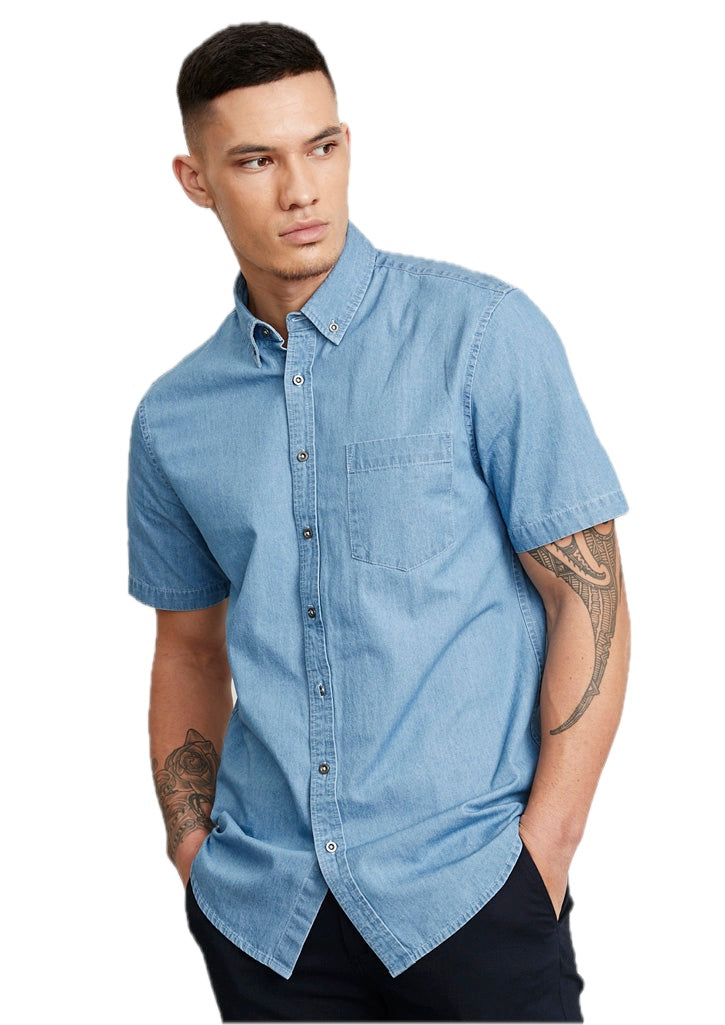 Camisa de homem de manga curta estilo indie