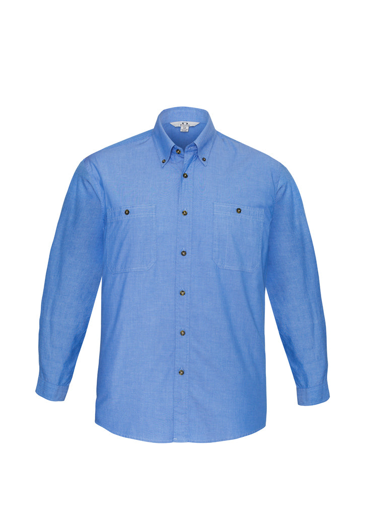 Camisa masculina de manga comprida Chambray
