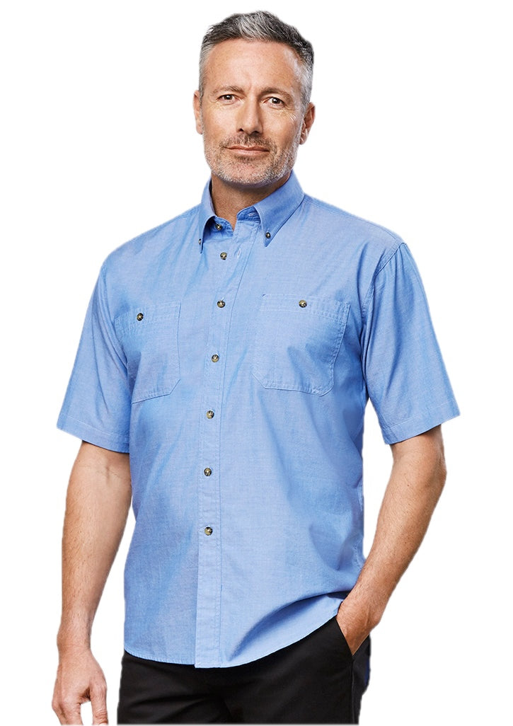 Kemeja Chambray Pria Lengan Pendek