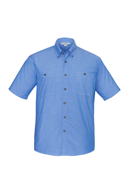 Camisa masculina de manga curta Chambray