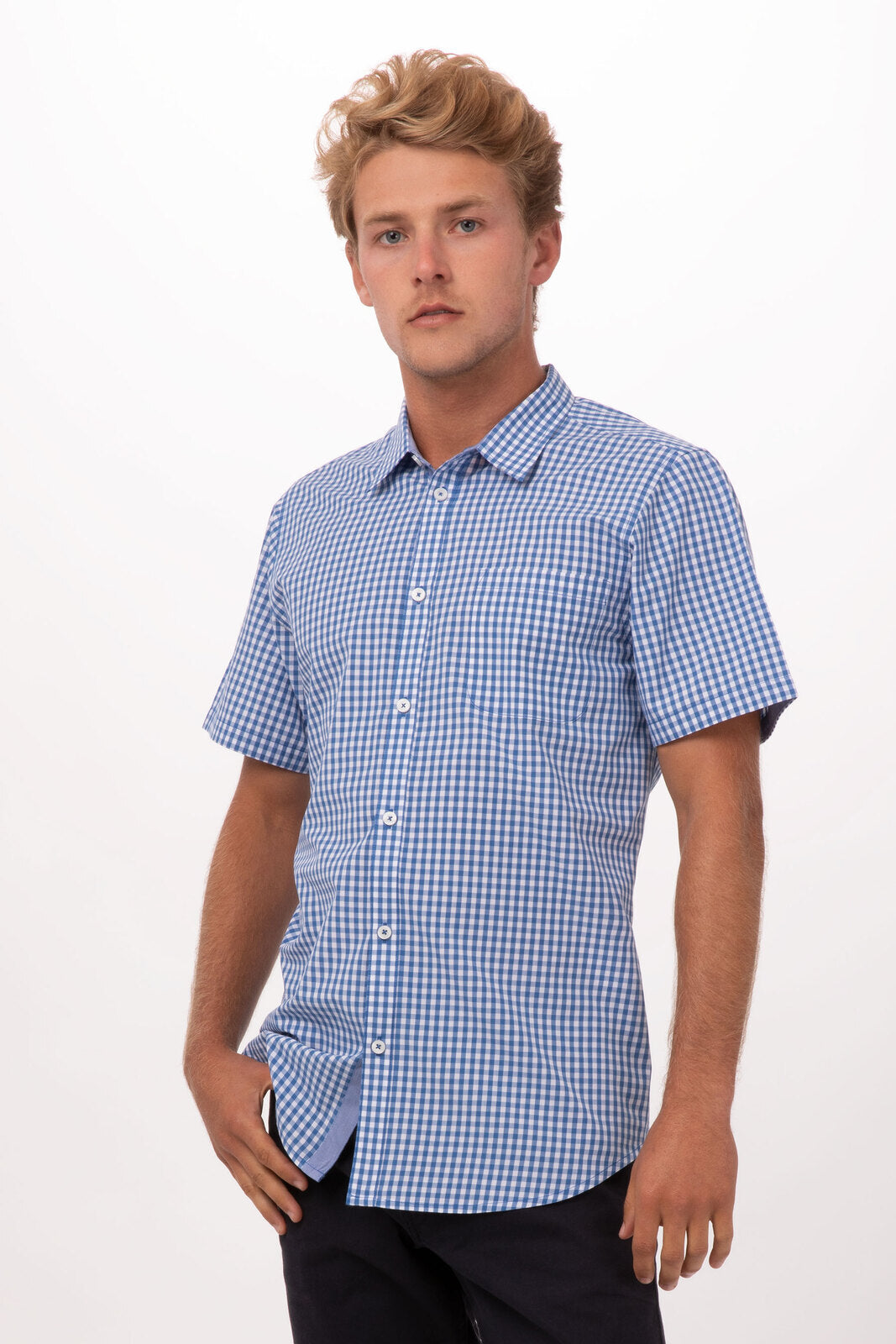 Modern Gingham Short Sleeve Dress Shirt