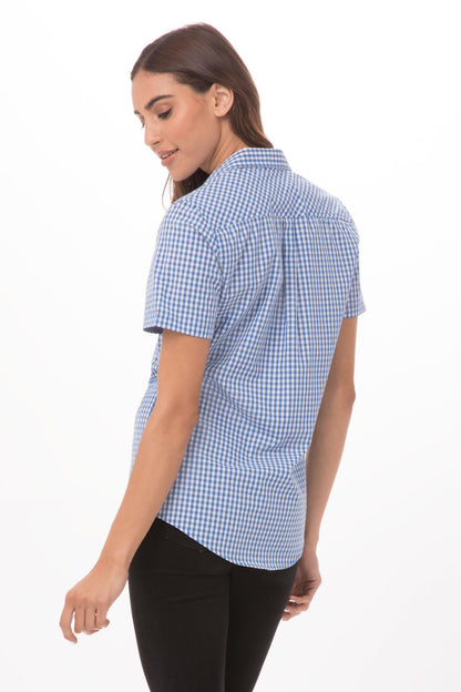 Kemeja Wanita Lengan Pendek Gingham Modern