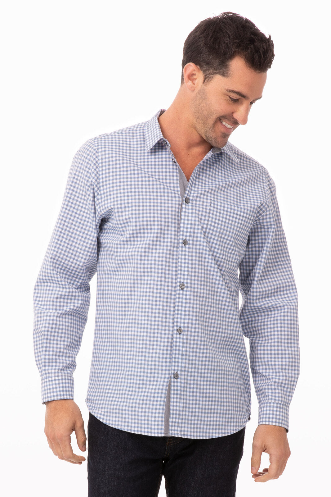 Kemeja Lengan Panjang Gingham Modern