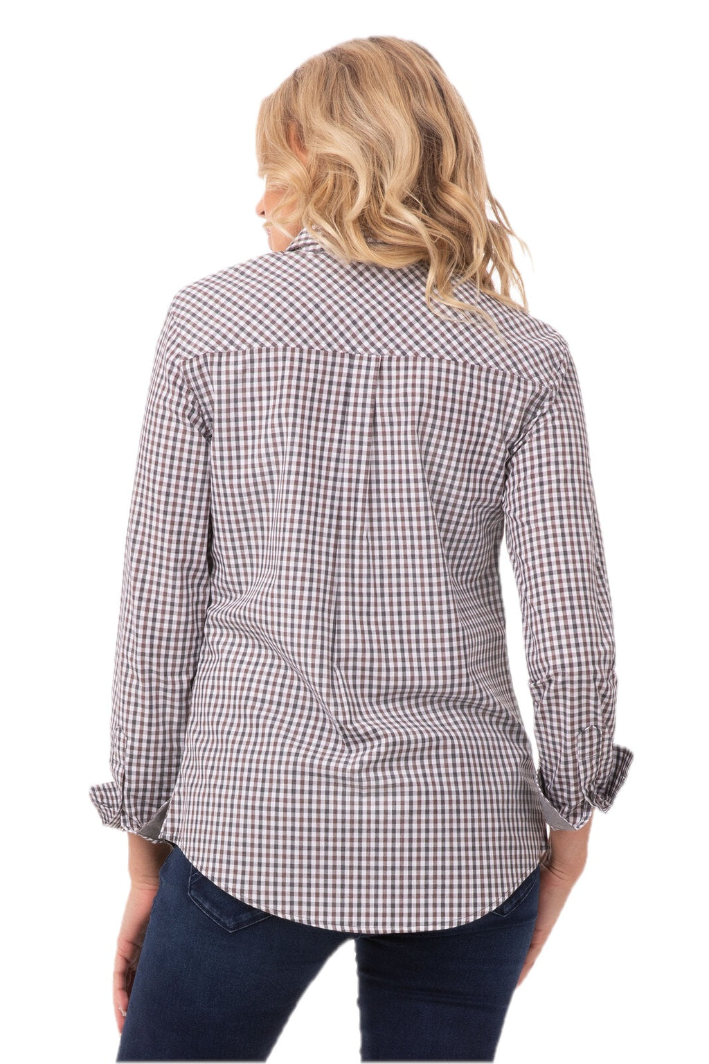 Kemeja Wanita Lengan Panjang Gingham Modern