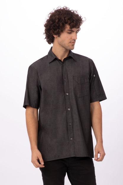 Kemeja Denim Lengan Pendek Detroit