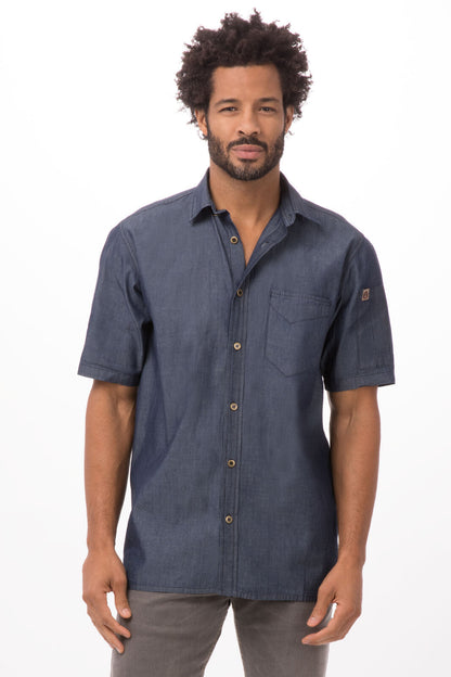 Kemeja Denim Lengan Pendek Detroit