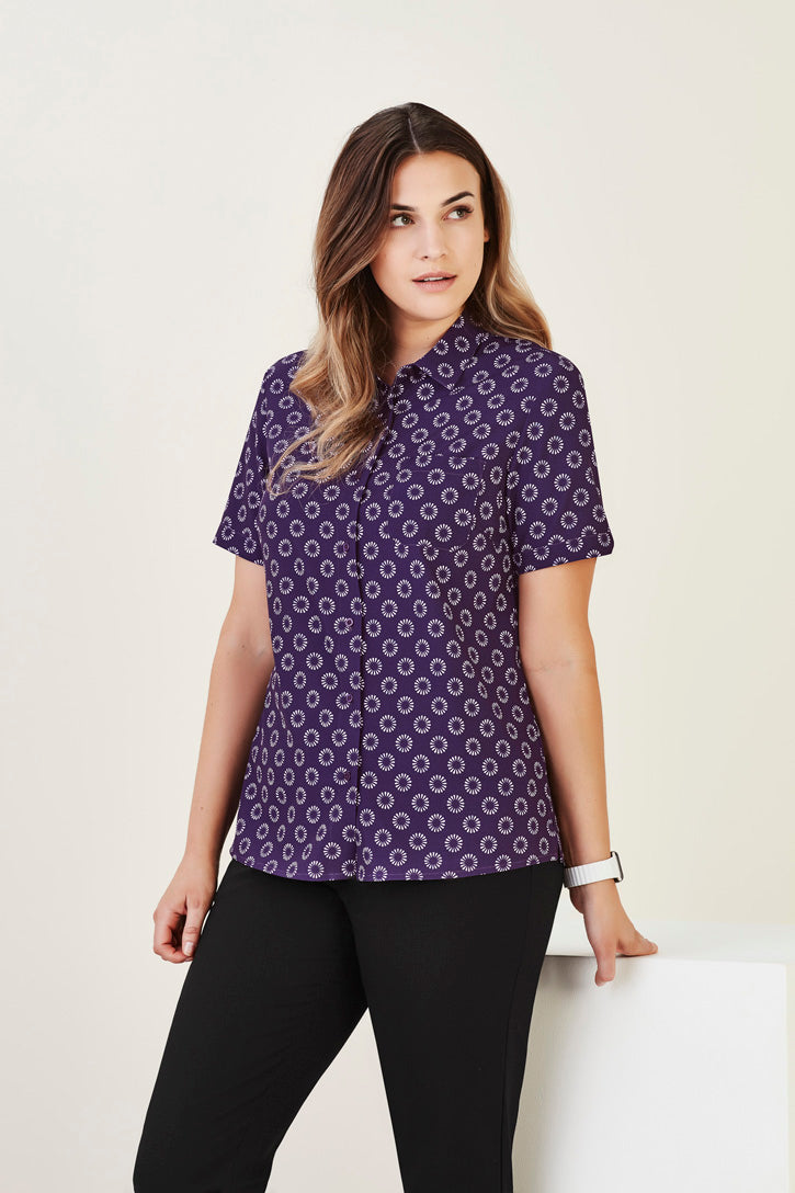 Kemeja Lengan Pendek Wanita Motif Bunga Daisy Florence