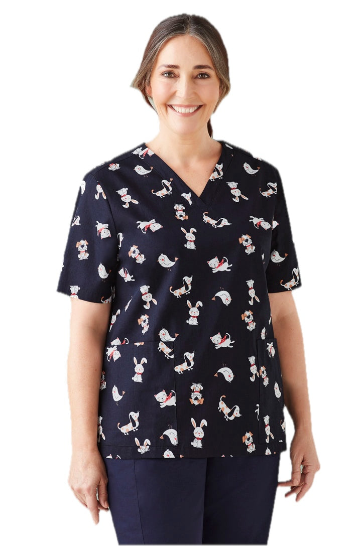 Womens Printed Best Friends Scrub Top