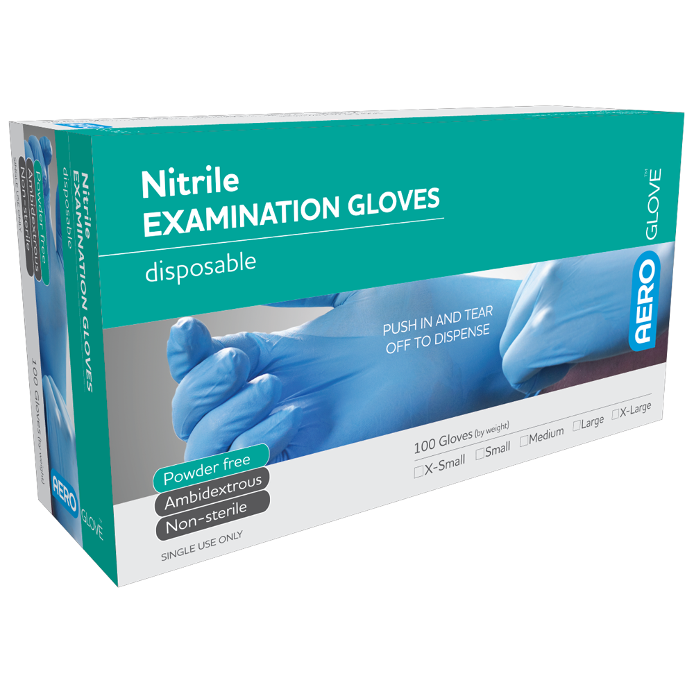 Caixa grande de luvas sem pó de nitrila AEROGLOVE/100