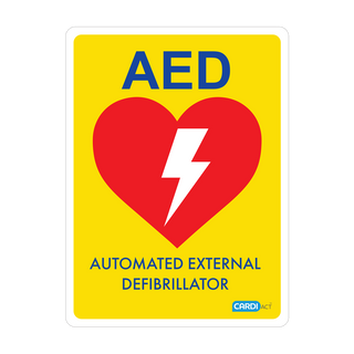 CARDIACT Yellow Poly AED Sign 22.5 x 30cm