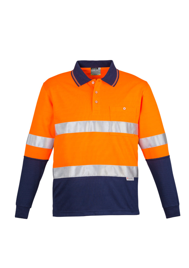 Polo masculino de manga comprida emendada Hi Vis - Hoop Taped