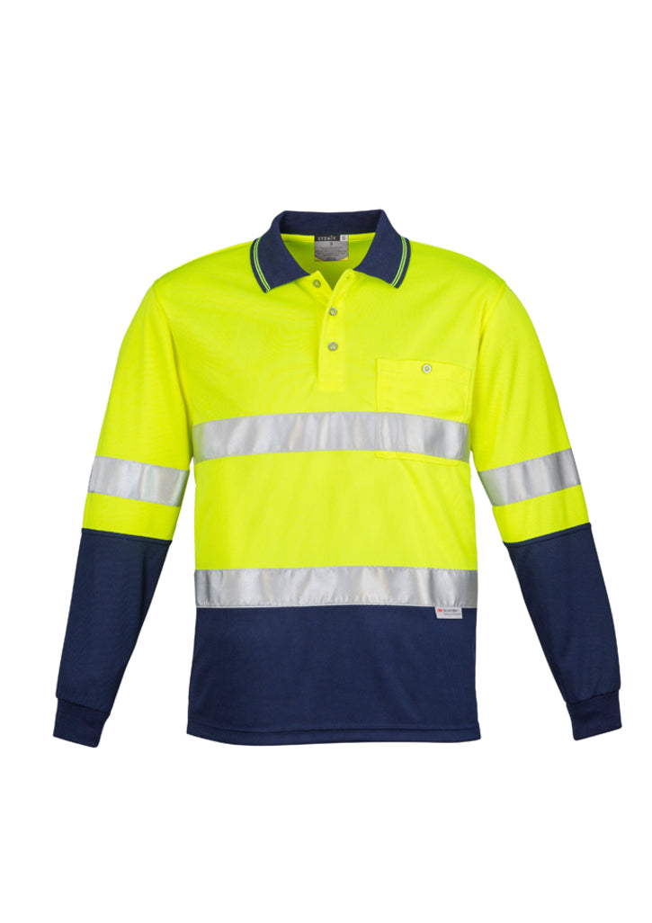 Polo masculino de manga comprida emendada Hi Vis - Hoop Taped