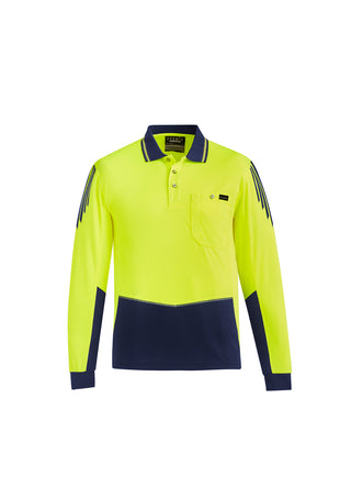 Mens Hi Vis Flux Long Sleeve Polo