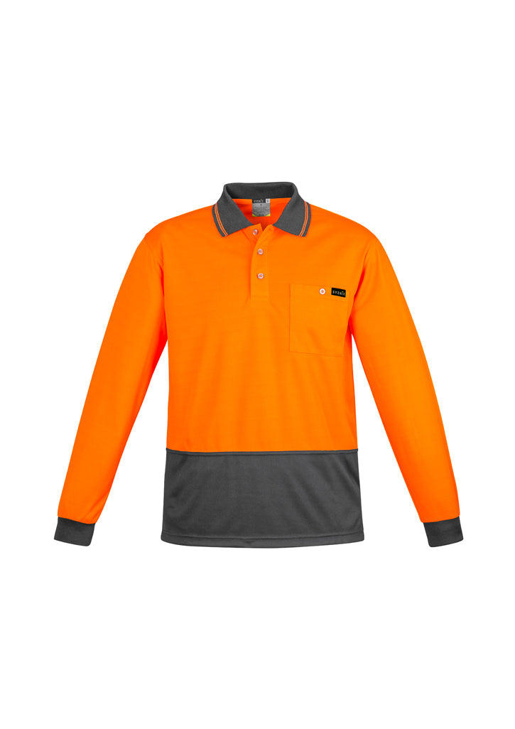 Polo masculino de manga comprida com costas Hi Vis Comfort