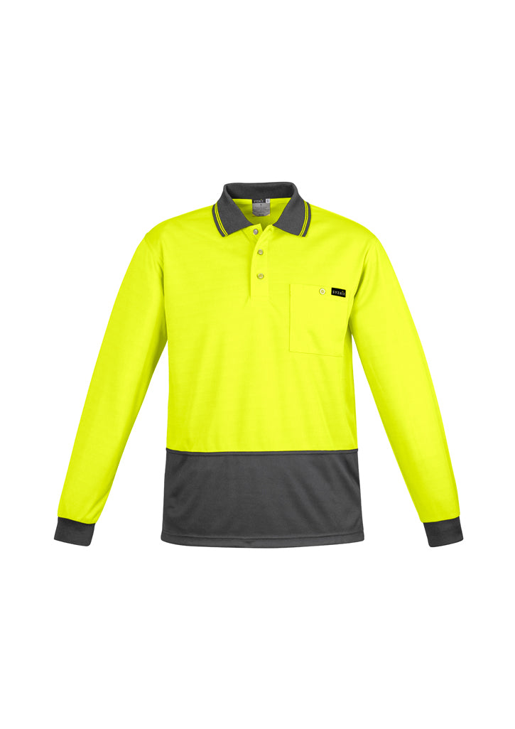 Polo masculino de manga comprida com costas Hi Vis Comfort