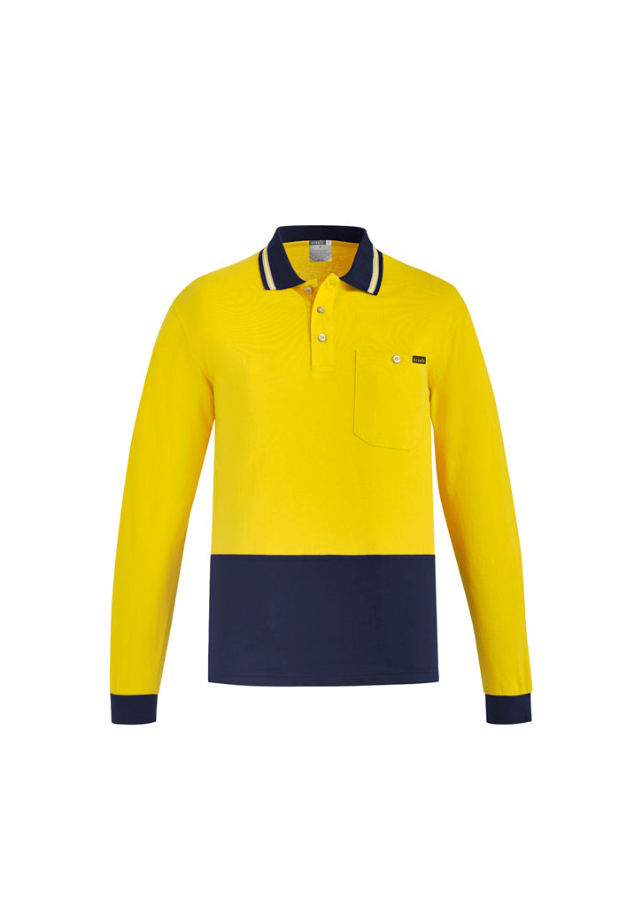 Polo masculino de manga comprida de algodão Hi Vis