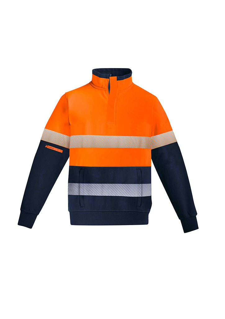 Pullover Bulu Domba Oranye Flame Hi Vis 1/4 Ritsleting Pria - Pita Lingkaran