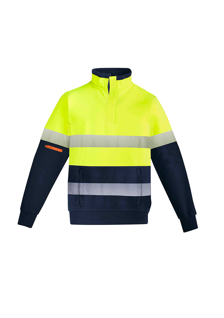 Pullover Bulu Domba Oranye Flame Hi Vis 1/4 Ritsleting Pria - Pita Lingkaran