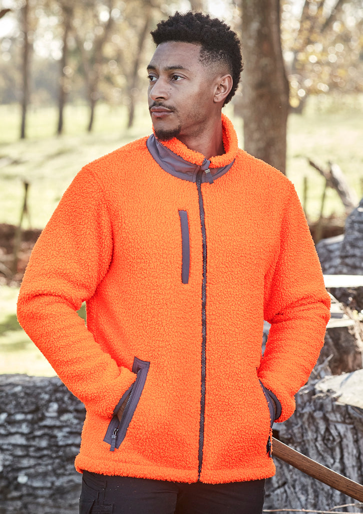 Jaket Bulu Sherpa Streetworx Unisex dengan Ritsleting Penuh